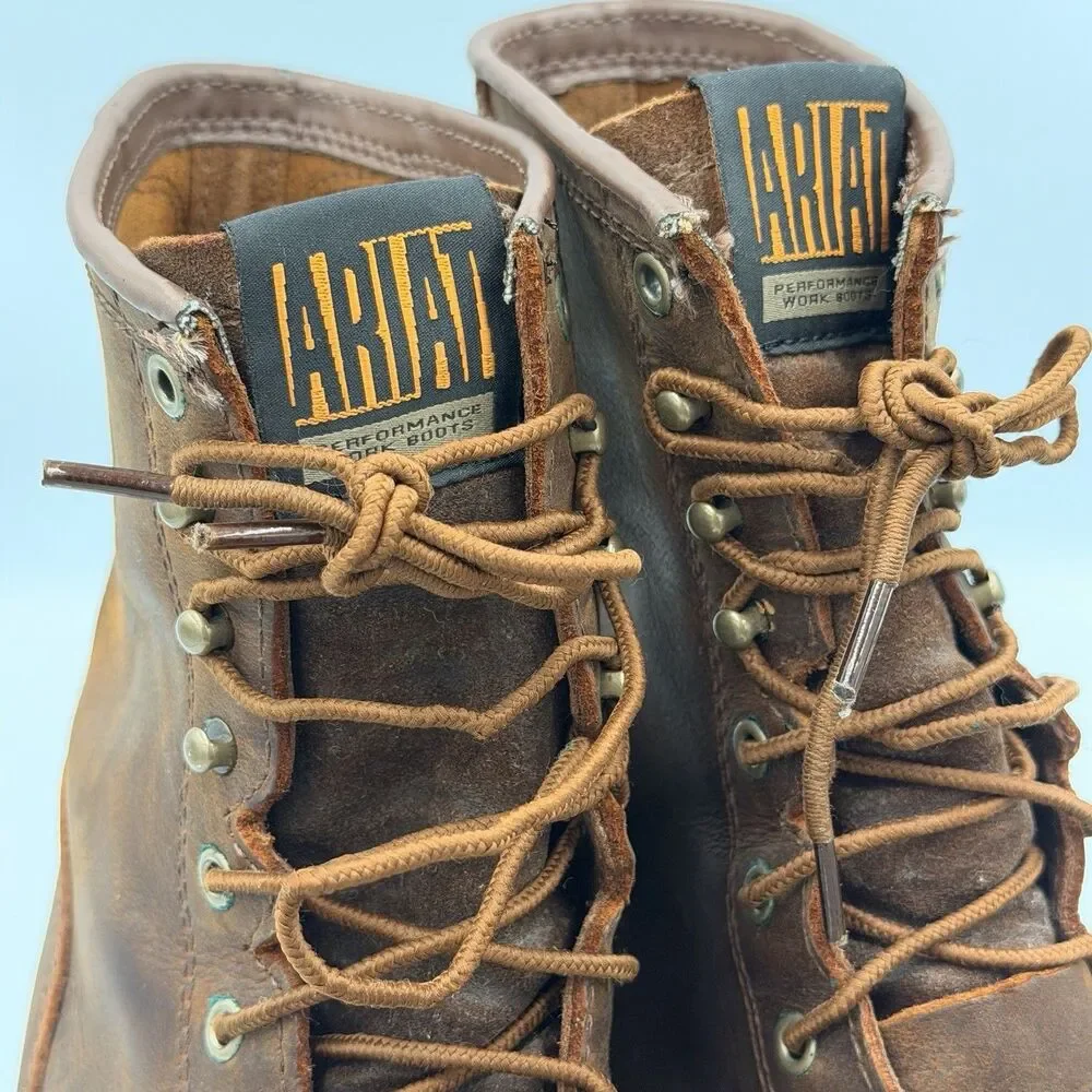 Ariat Cascade 8” Work Boots Mens 11 EE Wide Brown Aged Leather Kiltie 10002418
